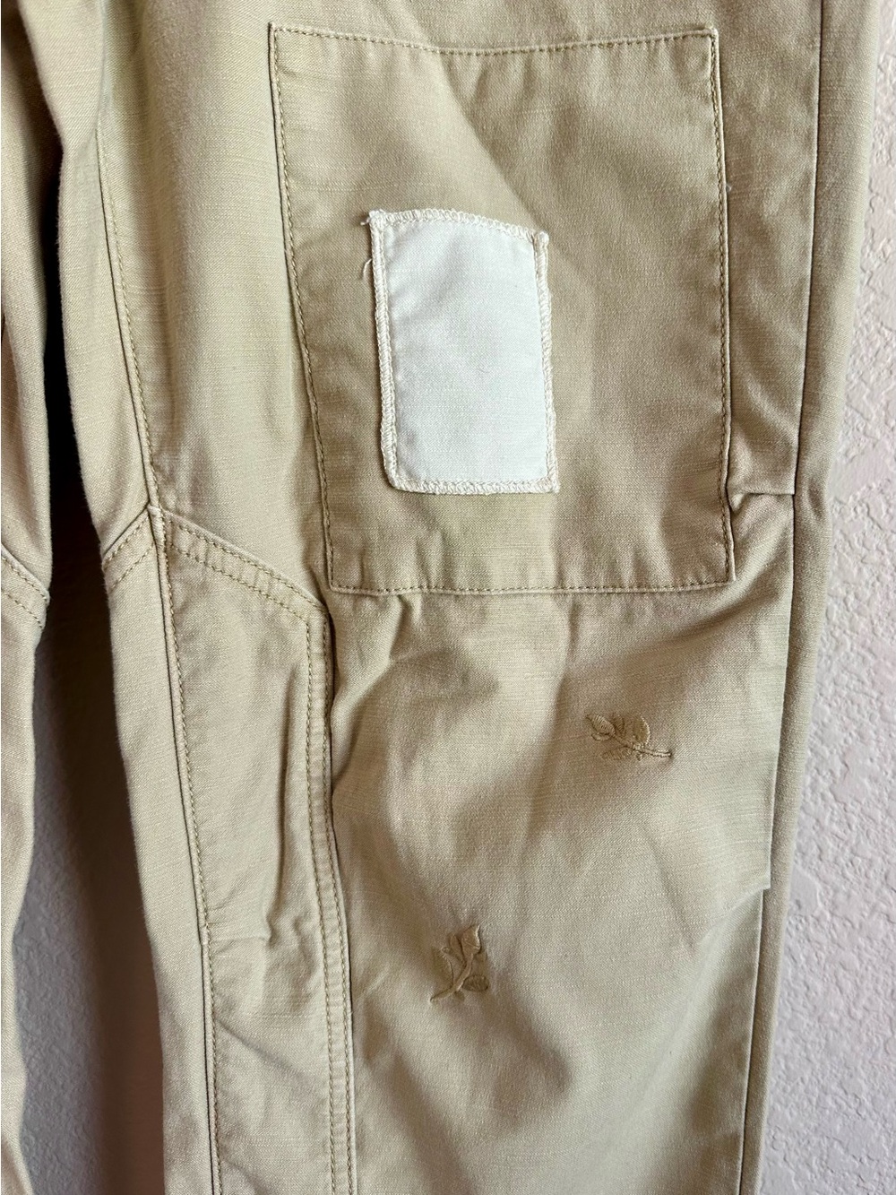 Pilcro Anthropologie The Wanderer Patchwork Pants Mid-Rise Khaki Beige Size 27 - Picture 6 of 15